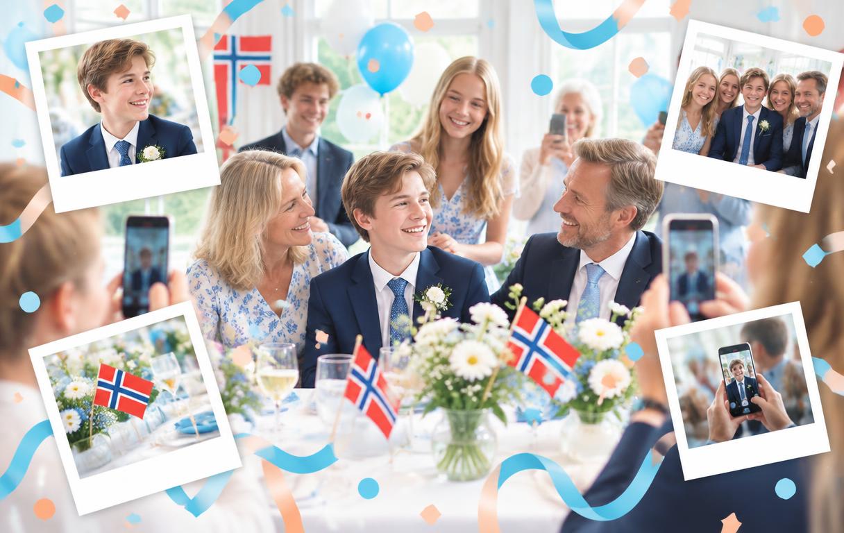 Feststemning med glade mennesker der foreviger øjeblikket med mobilen